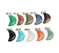 HOMSFOU 10pcs Unique Natural Stone Crescent Moon Charm Pendants Diy Moonstone Pendant Necklace for Jewelry Random Color
