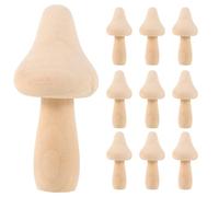 HOMSFOU 10Pcs Unpainted Wooden Mushroom Crafts for DIY Art Projects Smooth Surface Lightweight Mushrooms for Home Decoration and Kids Creative Activities