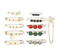 HOMSFOU 11pcs Pearl Brooch Safety Pins Set, Multi-function Faux Pearl Pins for Women’s Sweater, Shawl, Dress and Waist Pants, Decorative Clothing Clips for Modesty and Fashion Random Style