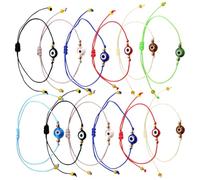 HOMSFOU 12pcs Adjustable Evil Eye Bracelets for Women, Comfortable Fit Fabric Wrist Cord String Bracelets, Minimalist Style for Daily Outfits and Party Dress Color