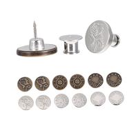 HOMSFOU 12pcs Adjustable Metal Jeans Buttons Detachable Waist Buckle Replacement No Nail Instant Use Durable Lightweight for Pants