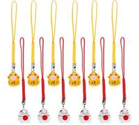 HOMSFOU 12pcs Cartoon Cat Bell Keychain Pendants Copper Lucky Cat Hanging Decorations Random Color for Backpack and Bag Charm Accessories Random Color