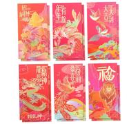 HOMSFOU 12pcs Chinese Year Red Envelopes Red Pocket with Traditional Dragon Year Patterns for Spring Festival Wedding Creative Design