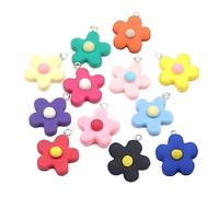 HOMSFOU 12Pcs Colorful Polymer Clay Flower Pendants for DIY Jewelry Making Eye Catching Cartoon Design with Hanging Hole Creative Accessories for Earrings Phone Decor and Crafts