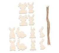 HOMSFOU 12pcs Easter Wood Chips Easter Wooden Bunny Cutouts 3.50x1.89x0.08in Wood Sturdy and Firm Rabbit-Shaped Festival Painting Fun Decorations