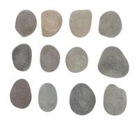 HOMSFOU 12PCS Natural Flat River Rocks Smooth Stones for Painting and Craft and Adults DIY Art Unique Textured Grey Pebbles for Educational Projects and Garden Decoration