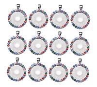 HOMSFOU 12pcs Shining Round Rhinestone Alloy Jewelry Pendant Accessories Black DIY Craft Parts for Jewelry Making Safe Durable Enjoy Handmade for Adults