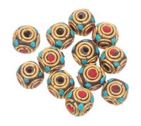 HOMSFOU 12PCS Tibetan Brass Spacer Beads with Back Cloud Motif Large Hole Buddhist Craft Beads for DIY Jewelry Making Ethnic Bracelet Necklace Accessories for Meditation and Festival