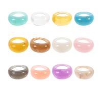 HOMSFOU 12pcs Women’s Resin Chunky Rings Set Retro Acrylic Geometric Statement Finger Rings with Diamond Effect One Size Stackable for Casual and Party Wear