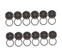 HOMSFOU 12PCS Zinc Alloy Retro Ring Handles European Style Vintage Drawer Pulls for Cabinets Wardrobes Dressers Durable Antique Bronze Finish Knobs for Home Furniture
