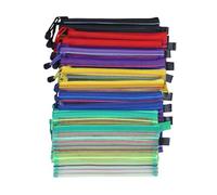 HOMSFOU 12pcs Zipper Mesh Pencil Bag Pencil Case for Office Supplies Cosmetics Travel Bag Makeup Small Travel Pouch