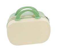 HOMSFOU 14-inch Portable Makeup Organizer Box Hard Cosmetic Case with Handle Travel Makeup Storage Bag in Yellow and Green Large Capacity Carrier for Women
