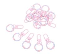HOMSFOU 14pcs U-Shaped Donut Spring Keychain Clips in Light Pink - Small Metal Lanyard Key Clip for Pet Collars, Handbag Straps, DIY Jewelry Findings and Charm Connector