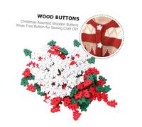 HOMSFOU 150Pcs Christmas Assorted Wooden Buttons Lightweight Wood Craft Buttons with Red Green Snowflake Xmas Tree Design for Sewing DIY Decorations and Clothes Random Color