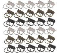 HOMSFOU 150pcs Key Fob Hardware Set with Key Rings and Fabric Ribbon Webbing Durable Clips for Bags Wristlets Lanyards and Craft Projects Silver Antique Green Black