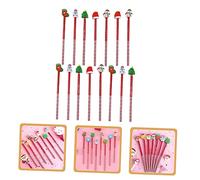 HOMSFOU 15pcs Christmas Elements Wooden Pencils for Smooth Writing Natural Wood School Supplies Random Style Cartoon Holiday Drawing and Coloring
