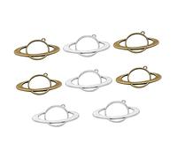 HOMSFOU 16pcs Hollow Planet Pendant Frames Alloy Charms DIY Jewelry Making Accessories Silver Bronze for Necklace Bracelet Crafts