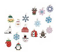 HOMSFOU 17pcs Christmas Tree Drip Oil Pendants DIY Jewelry Accessories for Earrings Bracelets Keychains Alloy Xmas Ornament for Women Beginners Crafting
