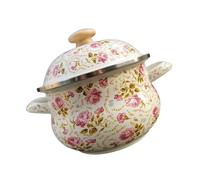 HOMSFOU 18cm Enamel Stew Pot with Lid Thickened Household Stockpot Double Handle Soup Pot Multi-Functional Noodle Cooking Pan for Home Kitchen Use