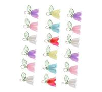 HOMSFOU 18PCS Colorful Lily Flower Beads for DIY Jewelry Making Floral Charms Pendants for Bracelets Necklace Earrings Keychain Crafting Accessories