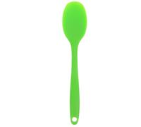 HOMSFOU 1pcs Silicone Soup Spoon, Nonstick Food Serving Appertizer Spoons for Eating Cooking 8.1x1.7x0.4 Inches (Green)