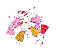 HOMSFOU 2 Packs Wooden Colored Button Cartoon Rabbit Buttons Mixed Colors Eco-Friendly Easy to Use Chic Lovely Shape Design for Knitting and Crochet Random Color