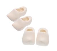 HOMSFOU 2 Pairs Miniature Wooden Doll House Shoes Blank DIY Craft Accessories for Dollhouse Decor Smooth Surface Dutch Clogs for Creative Painting and Handmade Decoration