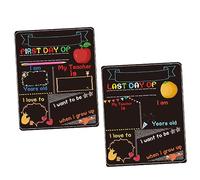 HOMSFOU 2 PCS Double Sided Blackboard Wall Hanging Printed Letter Milestone Signs for Back to School Reusable Message Board for Home Decor and School Memories