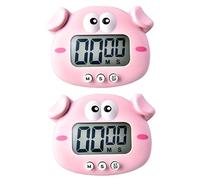 HOMSFOU 2 Pcs Electronic Study Timer Pig Shape Kitchen Timer Alarm Clock for Boys and Manager Battery Operated Ideal for Home Cooking