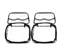 HOMSFOU 2 Pcs Waterproof Cosmetics Bag Travel Storage Carry Pouch Large Capacity Lightweight PVC Handheld Makeup Organizer for Airport Security Checks and Daily Use