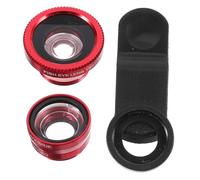 HOMSFOU 2 Sets 3 in 1 Phone Lens Kit with Wide Angle and Macro Lens Clip-on for Smartphone Photography Metal and Plastic Glass Material Strong Perspective Crimson and Ebony Design