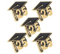 HOMSFOU 2025 Graduation Cap Brooch Pin 5pcs Set - School Lapel Pins for Jackets, Student Graduation Badges, Academic Scholar Jacket Brooches for Ceremony Accessories