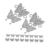 HOMSFOU 20pcs Alloy Butterfly Charms with Rhinestone Crystal Pendants and Connectors for DIY Jewelry Making Zinc Alloy Bracelet Necklace Earring Craft Accessories