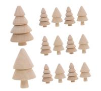 HOMSFOU 20pcs DIY Natural Wood Tabletop Christmas Tree Shapes Unfinished Rustic Wooden Ornaments for Holiday Crafting Painting and Festive Table Decoration