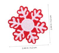HOMSFOU 20Pcs DIY Snowflake Embroidered Patches with Adhesive Backing Red and White Decorative Appliques for Clothing Durable Winter Sewing Accessories for Jackets Jeans and Bags