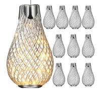 HOMSFOU 20pcs Mini Bulb Wire Cage Light Covers Iron Lampshades Unique Iron Art Design Silver DIY Versatile Decoration for Christmas Room Decor and Xmas Party