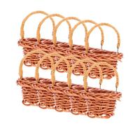 HOMSFOU 20pcs Mini Woven Rattan Flower Baskets with Handles Small Dollhouse Picnic Basket Decorative Ornaments for Micro Scenes Party Home Décor