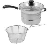 HOMSFOU 22cm Stainless Steel Multi-Function Noodle Pot with Steamer, Non-Stick Home Kitchen Cooking Pot for Frying, Boiling, and Soup Preparation Random Style