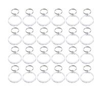 HOMSFOU 24pcs DIY Acrylic Photo Frame Keychain Set Round Blank Insert, Split Ring Picture Frame Key Ring for Family, Friends, Creative Key Decoration Accessory