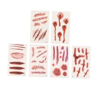HOMSFOU 24pcs Halloween Fake Scar Stickers 3d Temporary Wound Body Decals for Party Cosplay Makeup Scary Blade Burn Scab Tattoos