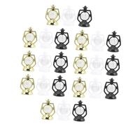 HOMSFOU 24pcs Miniature Lanterns Ornaments Set for Christmas Desktop Decor, Mini House Lamp Micro Landscape Lanterns in Black, White, and Gold for Dollhouse Accessories and Xmas