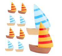 HOMSFOU 24PCS Miniature Sailboat Figurines PVC Nautical Decor for Micro Landscapes Bookshelf and Dollhouse Detailed Tiny Sailing Boat Models in Blue and Yellow for Beach and Garden Scenes