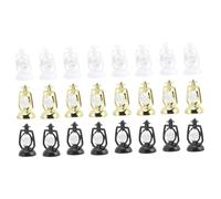HOMSFOU 24pcs Miniature Xmas Lantern Ornaments Set Black White Gold, Dollhouse Lamp Decorations for Christmas Tabletop and Desktop Holiday Decor