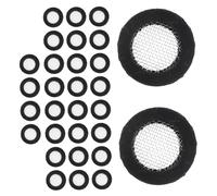 HOMSFOU 24pcs Rubber Washers with Metal Mesh Filter Gaskets for Plumbing and Shower Hose Efficient Debris Filtration Easy Installation Black Rubber Seal Rings