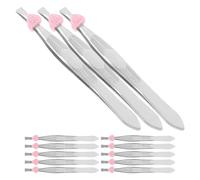 HOMSFOU 24pcs Stainless Steel Eyebrow Clips with Arrow Pattern and Heart Shape Buckle, Multi-Functional Makeup Tweezers Set for Precise Hair Removal and Eyelash Grooming