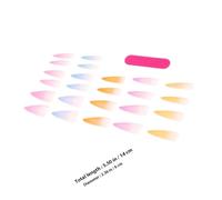 HOMSFOU 24pcs Super Long Rainbow Gradient Coffin Press on Nails, Candy Color Faux Fingernails Set Waterdrop Pointed Tips, Suitable for Nail Art and Everyday Wear