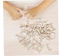 HOMSFOU 24pcs Unfinished Wood Alphabet Letters for DIY Crafts Natural Wooden Greek Letter Flat for Early Childhood Learning Spelling and Creative Projects