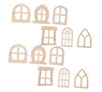 HOMSFOU 25pcs Unfinished Wooden Door and Window Kit for Dollhouse Miniature Garden Decor DIY Crafting Set for Enchanting Outdoor Spaces and Creative Projects