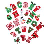 HOMSFOU 26pcs Christmas Sew Applique Patches Embroidered Alphabet Iron Letters for DIY Clothing Repair and Decoration Cotton Linen Synthetic Fabrics