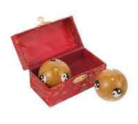 HOMSFOU 2pc Metal Baoding Hand Massage Balls 47mm Fitness Stress Relief Exercise Tool Palm Rolling Massage Therapy Balls for Hand Wellness Random Color